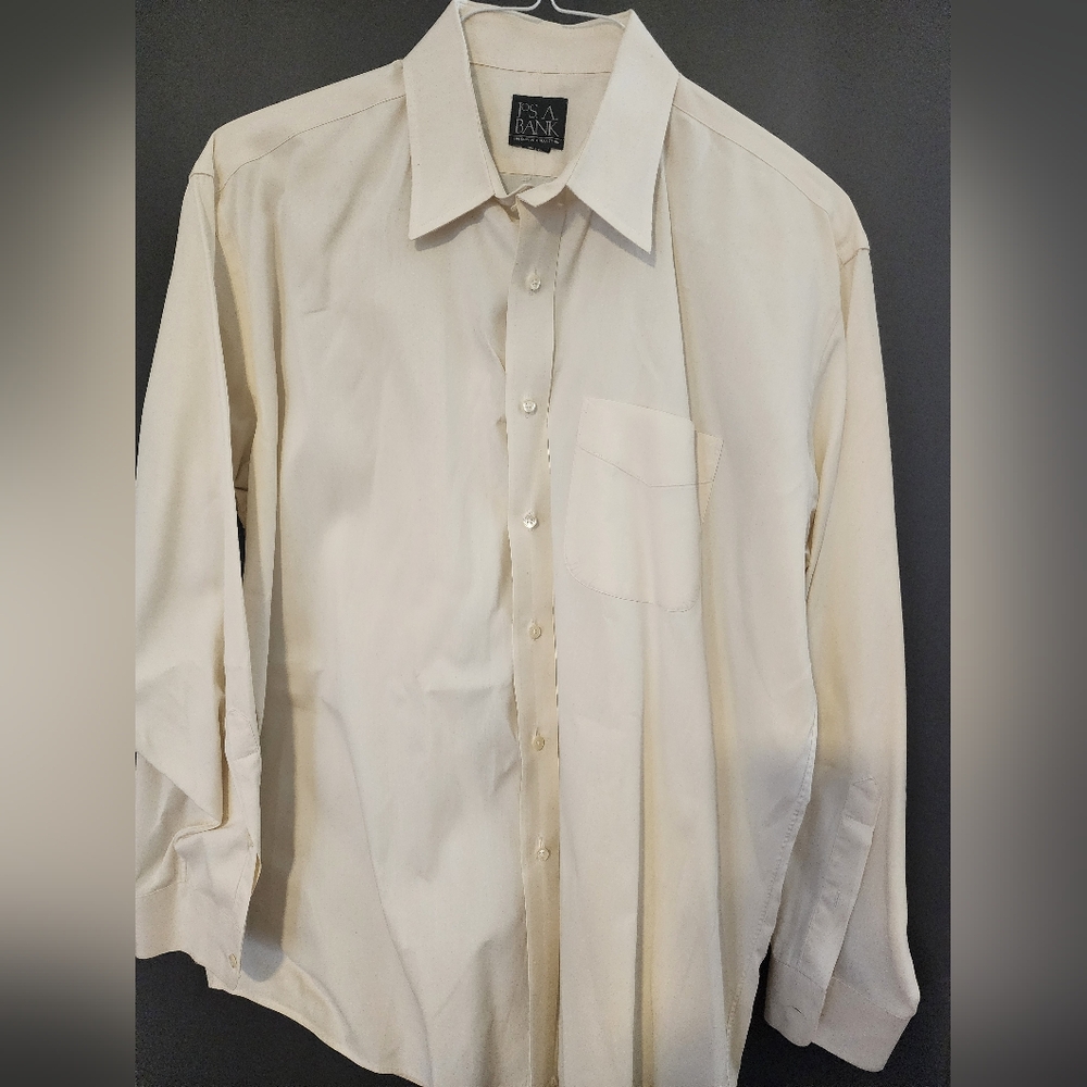 Jos. A. Banks Pinpoint Shirt, Men's size 16 1/2 Cream Color Dress Shirt - Picture 1 of 8